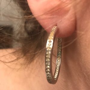 Crystal large hoop inside outside hoop earrings